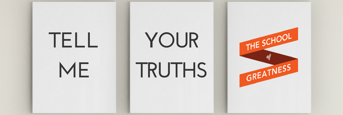 3 Frames on  a wall with the words 'Tell Me Your Truths'